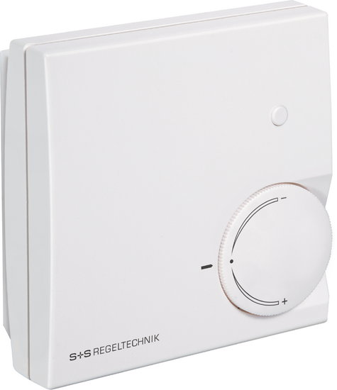 Room temperature sensor with operating element, RTF xx PT (Baldur 1) design with sensor, potentiometer (1 kOhm, max. 0.1 W) and pushbutton (max. 24 V DC, max. 10 mA), 1101-40A0-1021-345