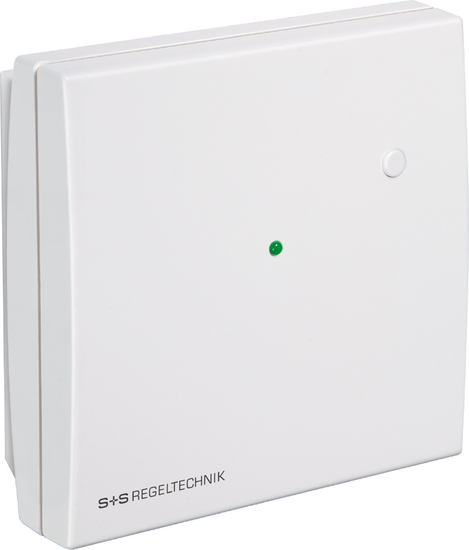 Room temperature sensor with operating element, RTF (Baldur 1) design with sensor, LED (green) and pushbutton (max. 24 V DC, max. 10 mA)