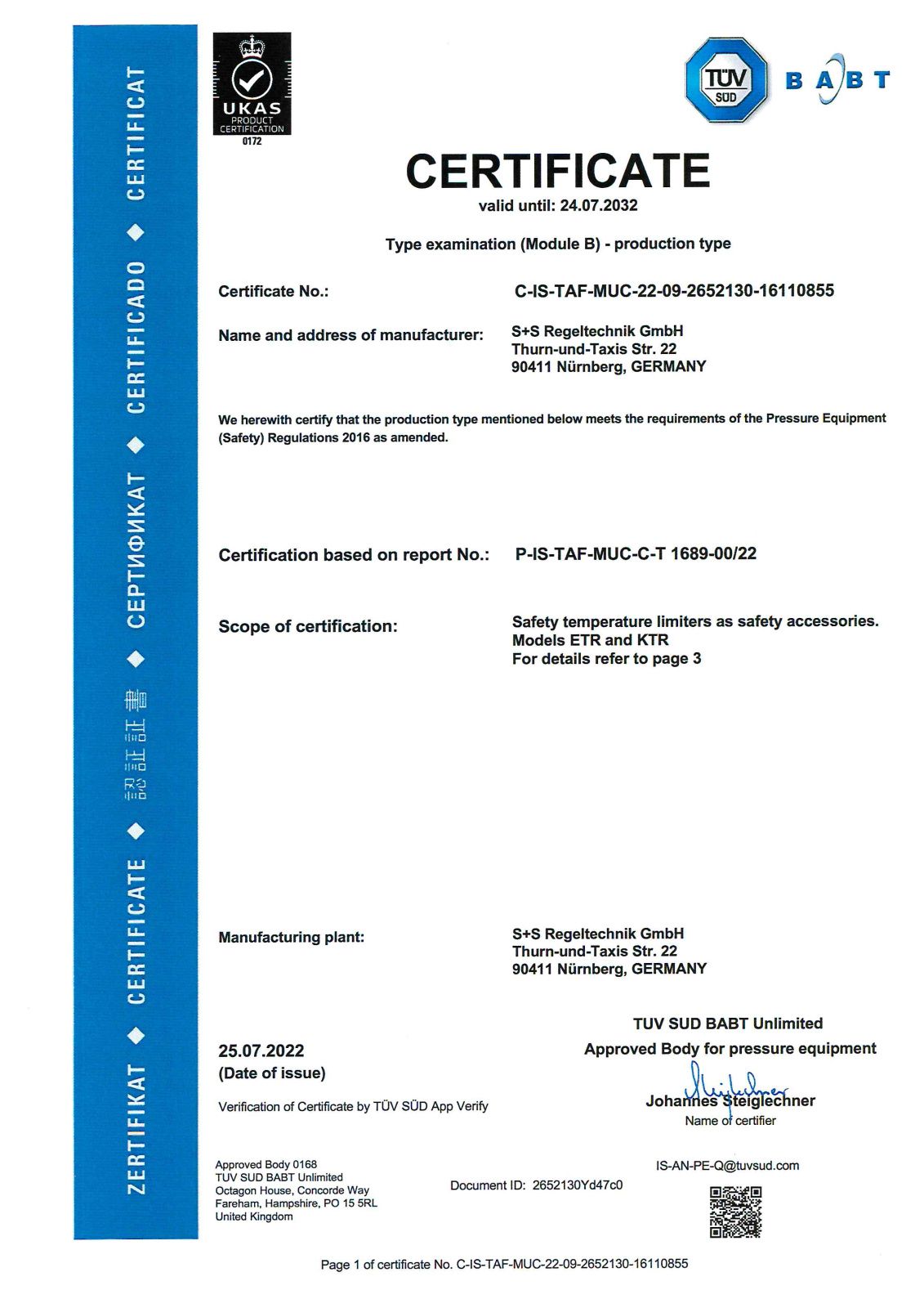 UKCA Zertifikate Title Page